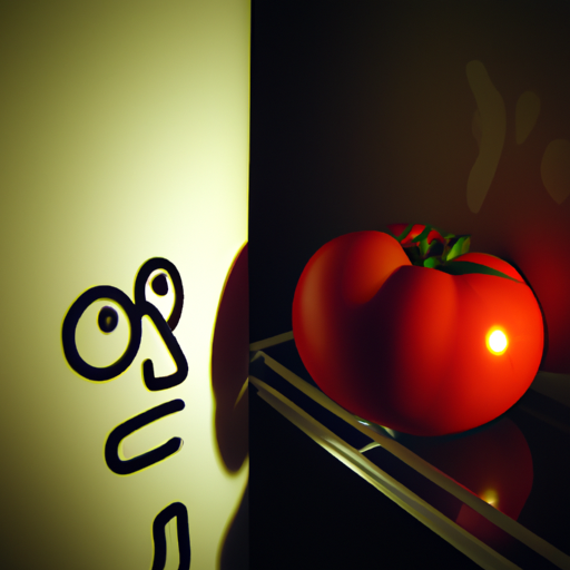 Tomato having a canding conversational with a fridge